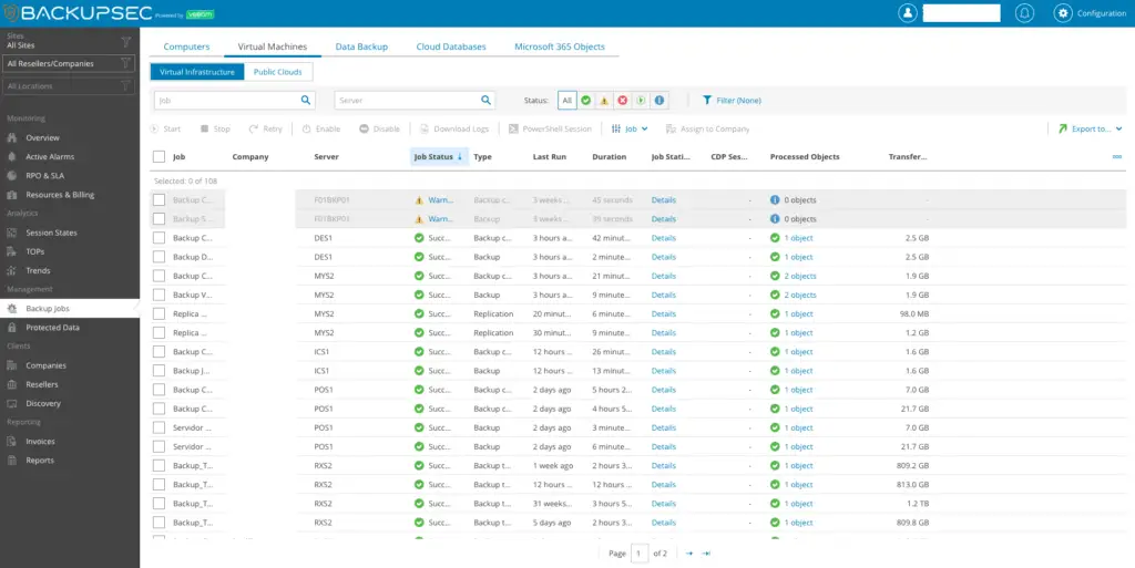 BackupSec monitoramento de backups